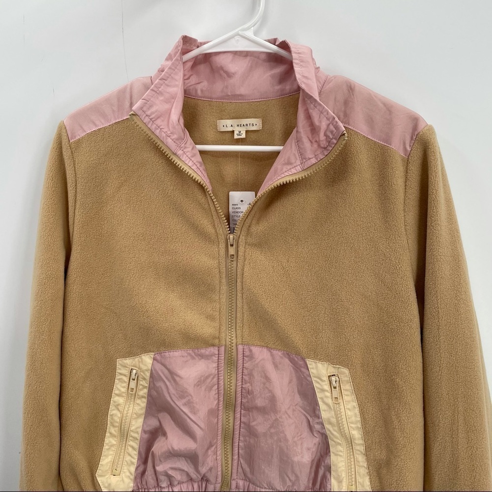 NEW! Pacsun Tan & Pink Fleece Jacket - Picture 4 of 12